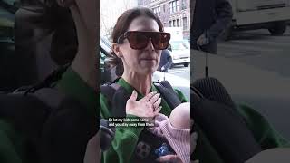 Hilaria Baldwin responds to paparazzi after her husband is charged with involuntary manslaughter [upl. by Cohligan]