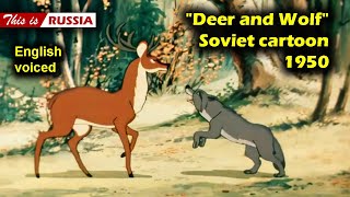 quotDeer and Wolfquot Soviet cartoon 1950 English voiced [upl. by Masha]