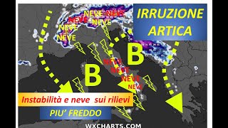 METEO  ATLANTICO E NEVE SULLE ALPI PRIMA POI CONTRIBUTO ARTICO E NEVE ANCHE IN APPENNINO [upl. by Atteuqram591]