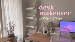 desk makeover amp setup tour 🌷 organizing unboxing new standing desk ☁ [upl. by Eveleen]