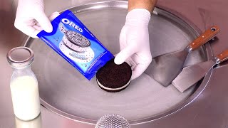 How to turn a GIANT OREO Ice Cream Sandwich into Ice Cream Rolls  ASMR no talking [upl. by Ahsym]