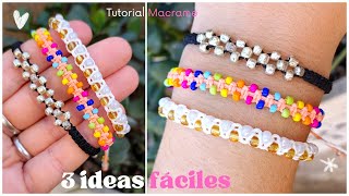 ⚡️3 Pulseras fáciles de hilo y mostacillas⚡️Macrame [upl. by Mecke]