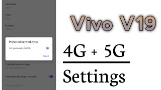 Vivo V19 4G  5G Settings [upl. by Arratahs579]