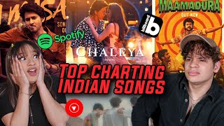 Reacting to the TOP 10 Most Popular Songs in India right now [upl. by Koralie]