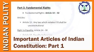 Important articles of Indian Constitution  Indian Polity for SSC RRB NTPC  byTVA [upl. by Izaak449]