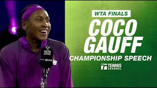 Coco Gauffs WTA Finals Champion Speech  2024 WTA Finals Championship [upl. by Patience]