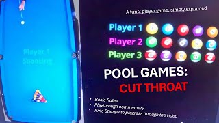 POOL GAMES CUTTHROAT Three Player Game [upl. by Gove]