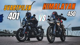 Husqvarna svartpilen 401 vs Royal enfield Himalayan 450 Drag Race [upl. by Sadye]