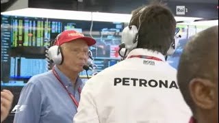 Scontro Toto Wolf Niki Lauda Hamilton NON doveva restituire la posizione a Bottas  Hungarian 2017 [upl. by Ron]