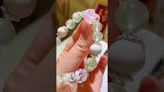 Natural Prehnite Bracelet Size 10mm Natural Rose Quartz Fox Clear Quartz Alashan Agate [upl. by Chee]