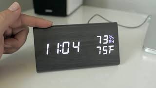 Modern Digital Led  Wooden Alarm Clock  Review amp Setup [upl. by Zahara]