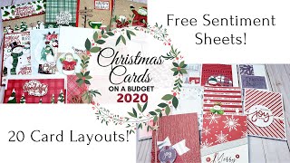 Christmas Cards on A Budget 2020  Free Printable Sentiment Sheets [upl. by Elyod]