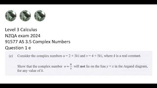 NCEA Level 3 Calculus 2024 Complex Q 1 e [upl. by Dlared]