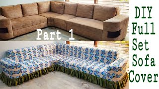 DIY Full Set Sofa Cover Making at Home Part 1 [upl. by Sauers]