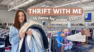 Thrifting on a 100 Budget  Thrift With Me   Thrift Haul Try On [upl. by Lierbag]