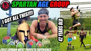 AMAZING  FIRST SPARTAN AGE GROUP  AGED 42  6 MEDALS  LONDON WEST 2023 [upl. by Twitt]