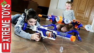 Family Nerf Wars Part 5 Ethan and Cole Sneak Attack Squad Vs Mom and Dad [upl. by Galina]