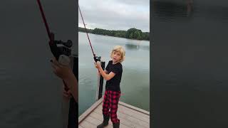 Eight year old with first bait caster [upl. by Anais]