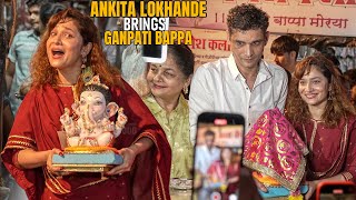 Ankita Lokhande Brings Ganpati Bappa Home with a Grand Public Welcome [upl. by Leuneb]