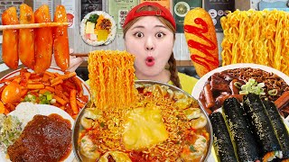 MUKBANG 하이유의 떡볶이 라면 김밥 분식집 먹방🍜 Spicy Teokbokki amp Noodles amp Gimbap Eating Sound  HIU 하이유 [upl. by Marilla]