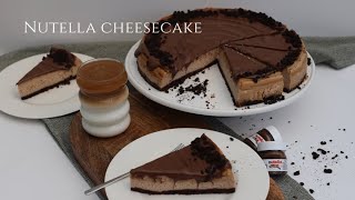 Nutella Käsekuchen  Schokoladiger Nutella Cheesecake  Nutellalı Cheeaecake Tarifi [upl. by Aisha]