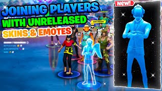 Joining Fortnite Lobbies Using Unreleased Skins and Emotes  Shadow Midas Superman and More [upl. by Ahsenat]