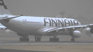 Storm Finnair Airbus A340300 Take off at Narita [upl. by Sherm]