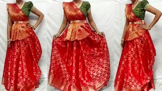 lehenga style saree draping different style saree draping how to drape saree [upl. by Aun]