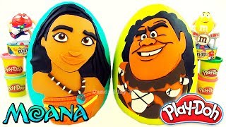 Huge Play Doh Surprise Eggs DISNEY Moana Maui Learn Colours with Moana Maui and Play Doh [upl. by Kai]