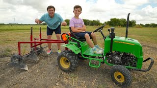 Digging TONS of dirt with Hudsons new plow  Tractors for kids [upl. by Pierre]