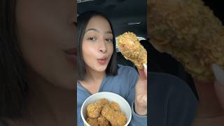 trying 100 not fried chicken ice cream shorts short asmr sanaaeats mukbang review food [upl. by Atteuqal]