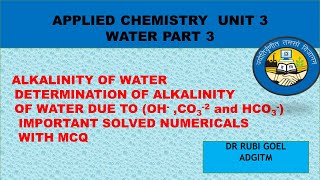 Alkalinity of water  determination of alkalinity  water part3  unit 3  engineering chemistry [upl. by Nahtaj116]