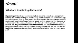 Understanding Liquidating Dividends [upl. by Kelcie]