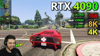 RTX 4090  GTA 5 at 4K 8K 16K  Ultra Very High amp Low settings [upl. by Nnahaid]