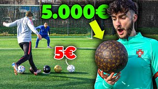 5€ vs 5000€ BALL CHALLENGE Teuerster Fußball der Welt [upl. by Cirred]