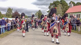 Massed pipes amp drums parade to the 2018 Braemar Gathering Royal Highland Games in Scotland 4K [upl. by Biddy204]