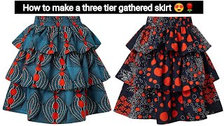 How to Cut and Sew a ThreeLayer Gathered Skirt with Perfect Waist Band  Very Easy Tutorial🔥 [upl. by Susan]