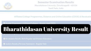 Bharathidasan University Result 2024 UG PG Marksheet Link  wwwbduacin  Update [upl. by Marris]