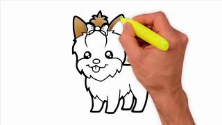 Coloring PagesHow to Draw a Yorkie Easy  how to draw a dog  draw easy draw cute  mei yu [upl. by Ellerey]