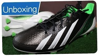 Adidas F50 Adizero Synthetic  Micoach BlackGreenWhite  BENZEMA Boots Unboxing [upl. by Denise]