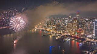 San Franciscos NYE 2024 Fireworks Drone Views [upl. by Nevets]