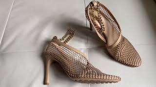 Bottega Veneta Ankletembellished mesh pumps Unboxing [upl. by Aseel321]