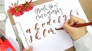 HOW TO Brush Pen Calligraphy az lowercase letters Tutorial [upl. by Adena]