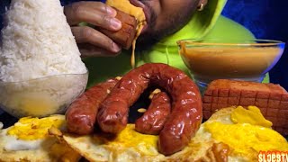 Kielbasa sausage spam Mukbang  MESSY BIG BITES [upl. by Cozza]