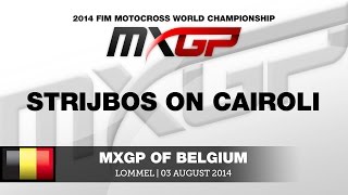 MXGP of Belgium 2014 Kevin Strijbos passes Antonio Cairoli  Motocross [upl. by Boulanger]