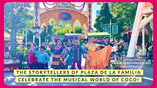 NEW The Storytellers of Plaza de la Familia Celebrate The Musical World of Coco Disneyland Resort [upl. by Inez39]