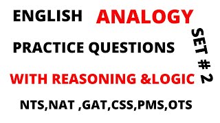 english analogy mcqs set 2practice based QuestionsNTSGATNATCSSSBPPMSOTS [upl. by Notnats]