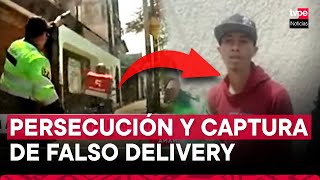 Surco Tras una intensa persecución detienen a falso delivery que robó a una mujer en el distrito [upl. by Manoop]