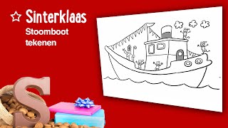 Teken de stoomboot van Sinterklaas [upl. by Pontius252]