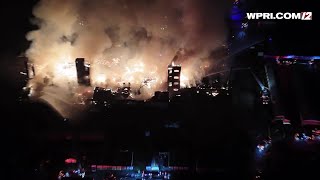 Video Now Drone footage of Woonsocket mill fire [upl. by Wixted]